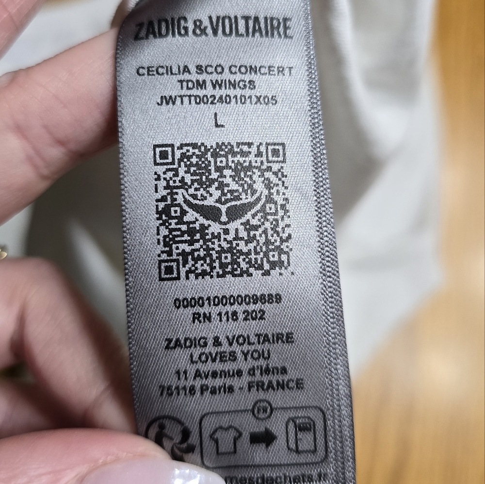 Zadig and Voltaire Cécilia Concert Diamanté Tank Top White Size Large - Picture 7 of 8